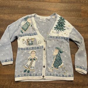 Marisa Christina Vintage Sweater Christmas Santa Tree Holiday 90s Large READ